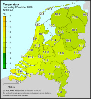 Weerkaart KNMI Temperatuur