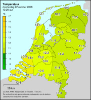 Weerkaart KNMI Temperatuur
