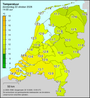 Weerkaart KNMI Temperatuur