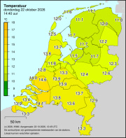 Weerkaart KNMI Temperatuur