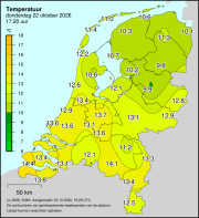 Weerkaart KNMI Temperatuur