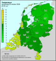 Weerkaart KNMI Temperatuur