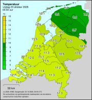 Weerkaart KNMI Temperatuur
