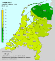 Weerkaart KNMI Temperatuur