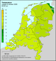 Weerkaart KNMI Temperatuur