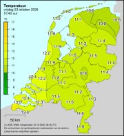 Weerkaart KNMI Temperatuur