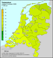 Weerkaart KNMI Temperatuur