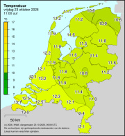 Weerkaart KNMI Temperatuur
