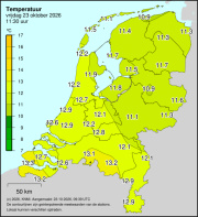 Weerkaart KNMI Temperatuur
