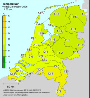 Weerkaart KNMI Temperatuur