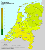 Weerkaart KNMI Temperatuur