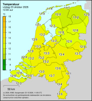 Weerkaart KNMI Temperatuur