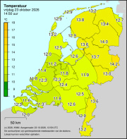 Weerkaart KNMI Temperatuur