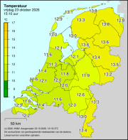 Weerkaart KNMI Temperatuur