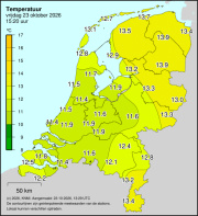 Weerkaart KNMI Temperatuur