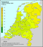 Weerkaart KNMI Temperatuur