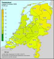 Weerkaart KNMI Temperatuur