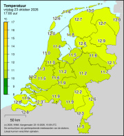Weerkaart KNMI Temperatuur