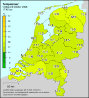 Weerkaart KNMI Temperatuur