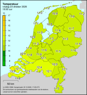 Weerkaart KNMI Temperatuur