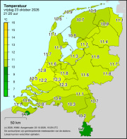 Weerkaart KNMI Temperatuur
