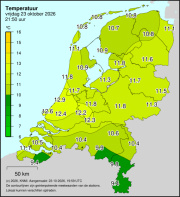 Weerkaart KNMI Temperatuur