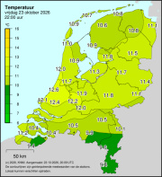Weerkaart KNMI Temperatuur