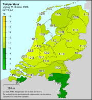 Weerkaart KNMI Temperatuur