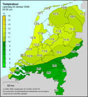 Weerkaart KNMI Temperatuur