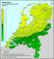Weerkaart KNMI Temperatuur