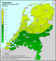 Weerkaart KNMI Temperatuur