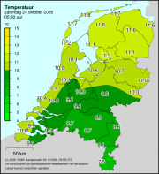 Weerkaart KNMI Temperatuur