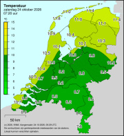Weerkaart KNMI Temperatuur