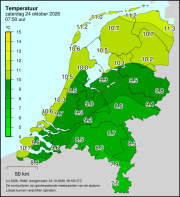 Weerkaart KNMI Temperatuur