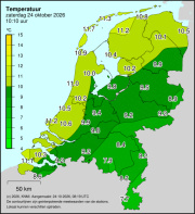 Weerkaart KNMI Temperatuur