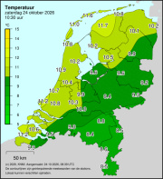 Weerkaart KNMI Temperatuur
