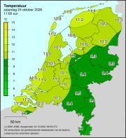 Weerkaart KNMI Temperatuur