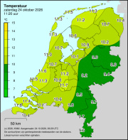 Weerkaart KNMI Temperatuur