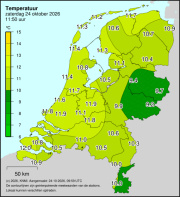 Weerkaart KNMI Temperatuur