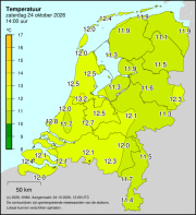 Weerkaart KNMI Temperatuur
