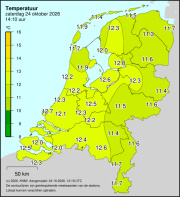 Weerkaart KNMI Temperatuur