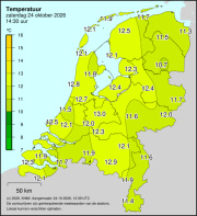 Weerkaart KNMI Temperatuur