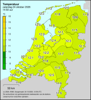 Weerkaart KNMI Temperatuur