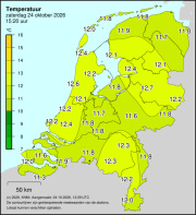 Weerkaart KNMI Temperatuur
