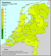 Weerkaart KNMI Temperatuur