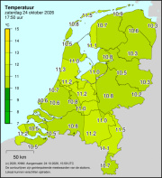 Weerkaart KNMI Temperatuur