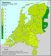 Weerkaart KNMI Temperatuur