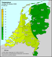 Weerkaart KNMI Temperatuur