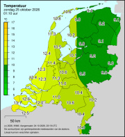 Weerkaart KNMI Temperatuur