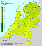 Weerkaart KNMI Temperatuur